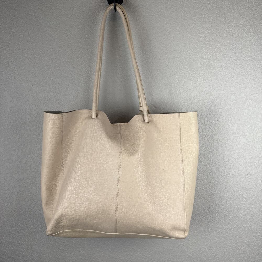 Lucky Brand Jaid Shoulder Tote Bag Purse Shopper Stucco Ivory Pebbled Leather - Picture 7 of 10